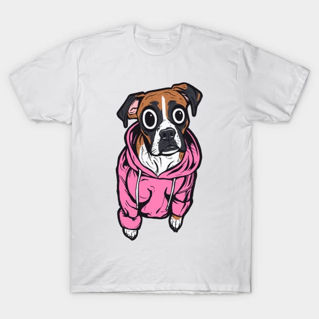 Boxer Dog Pink Hoodie T-Shirt by turddemon